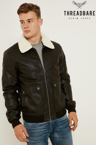 Threadbare PU Bomber Jacket